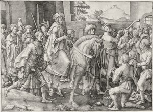 モルデカイの勝利、1515 作： Lucas van Leyden